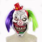 Máscara de palhaço de cabelo de duas cores, capa facial assustadora de látex, Halloween