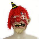 Máscara de palhaço, látex, capa facial, cosplay, cabelo vermelho