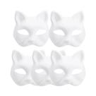 Máscara De Papel Japonesa De Meia Face Pintável DIY De Gato Para Halloween, 1-20 Peças, Adereço