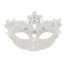 Máscara de renda branca em PVC com lantejoulas para cosplay, bailes de máscaras e Halloween