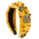 Máscara de resina de strass com faixa de carnaval amarela para mulheres