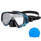 Máscara de Snorkel Infantil Berallo Antiembaçante com Vidro Temperado Azul