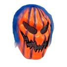 Máscara de terror de Halloween Evil Pumpkin com cabelo azul em PVC