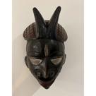 Máscara Decorativa De Madeira Africana Exclusiva - 36 X 19cm Café Intenso