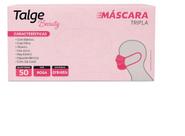 Mascara Descartavel Rosa Tripla Com Elastico C/ 50 - Talge