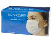 Máscara Descartável Tripla de Proteção Facial com Clips e Elásticos c/ 50un