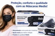 Máscara Descartável Tripla Medix Rosa ou Preta Com Ajuste Nasal 50 Unidades