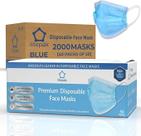Máscara facial descartável Litepak 2000 unidades de 3 camadas com fio nasal azul