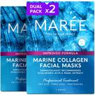 Máscara facial MAREE de colágeno com ácido hialurônico, pacote com 2 unidades, 12 quilates
