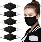 Máscara facial NBDIB, reutilizável, lavável, preta com bolso de filtro, 5 unidades