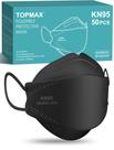 Máscara facial TOPMAX KN95, pacote com 50 unidades para adultos, preta