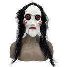 Máscara Jigsaw Killer Saw com látex de cabelo curto para cosplay para adultos Máscara Jigsaw Killer Saw com látex de cabelo curto para cosplay para adultos