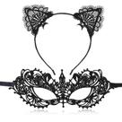 Máscara Masquerade Alytimes para mulheres com faixa de orelha de gato