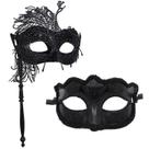 Máscara Masquerade EUPSIIU de 2 peças de renda veneziana para mulheres