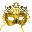 Máscara Masquerade, resina dourada, glitter, design de coroa veneziana Máscara Masquerade, resina dourada, glitter, design de coroa veneziana