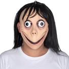 Máscara Momo de cabelo comprido Halloween Horror Cosplay Latex