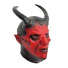 Máscara Red Demon, resina facial completa com chifres, design escamoso de 35 cm