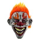 Máscara Scary Clown Headgear Latex Full Face com cabelo laranja