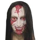 Máscara Scary Horror com olhos vermelhos e maquiagem sangrenta em PVC 18,5 x 28 cm