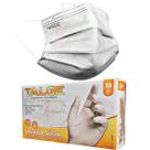 Mascara Tripla Camada Descartável Branca+ Luva Latex Talge M