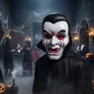 Máscara Vampiro Drácula Com Sangue