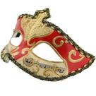 Máscara Venetian Princess vermelha e dourada de meia face com PVC musical