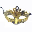 Máscara veneziana romana antiga em ouro e prata em PVC de meia face
