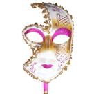 Máscara veneziana rosa e dourada com glitter de PVC de meia face Máscara veneziana rosa e dourada com glitter de PVC de meia face