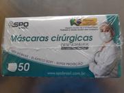 Máscaras cirúrgicas descartáveis tripla proteção.