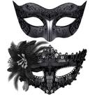Máscaras de Carnaval SIQUK para Casal - Máscaras de Paetês Venezianas Pretas