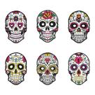 Máscaras de caveira de papel do Dia dos Mortos, Halloween, Mardi Gras, 6 unidades