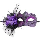 Máscaras de mascarada com design de penas de glitter roxo e preto Máscaras de mascarada com design de penas de glitter roxo e preto
