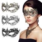 Máscaras de máscaras Sibba, 3 peças de renda veneziana para mulheres
