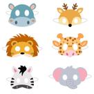 Máscaras faciais de animais para crianças Paper Zoo Animal Máscaras, conjunto de 6