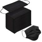Máscaras faciais descartáveis SOOQOO 100 unidades, 3 camadas, impermeáveis (pretas)