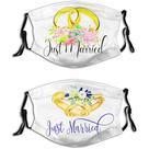 Máscaras faciais Just Married, 2 unidades/conjunto de algodão com impressão digital