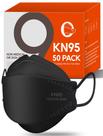 Máscaras faciais KN95 FOXFUN, pacote com 50, filtro descartável preto de 95%