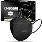 Máscaras faciais VERNASSA KN95 Black, pacote com 50 para adultos