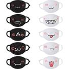 Máscaras faciais Zhanmai Kawaii Anime Cute Reutilizáveis 10 peças em preto/branco