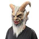 Mask Demon Full Face Resin com chifres e cabelo Scary Halloween