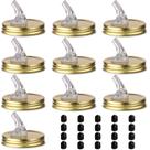 Mason Jar Pour Spouts, pacote com 10, mais 20 tampas pretas