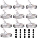 Mason Jar Pour Spouts, pacote com 10, mais 20 tampas pretas