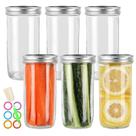 Mason Jars Jaisie.W, vidro de boca larga de 720 ml, pacote com 6 tampas