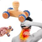 Massageador Corporal Madeira Anti-stress Carrinho Rolo Rodas