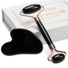 Massageador de rolo facial XYZBSTAR Jade Roller Gua Sha Black