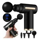 Massageador Elétrico Profissional Pistola Muscular Portátil 6 Níveis 4 Ponteiras Recarregável Preto