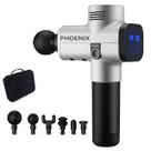 Massageador Phoenix A2 Pistola de Massagem Profissional 20 Velocidades 6 Ponteiras Prateado
