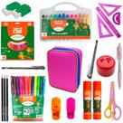 Material Escolar Completo com Estojo Duplo + 90 Itens Volta as Aulas - Leo e Leo