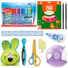 Material Escolar Ensino Fundamental Canetinha + Apontador + Borracha + Lapis De Cor + 6 Itens