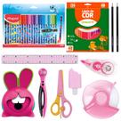 Material Escolar Ensino Fundamental Canetinha + Apontador + Borracha + Lapis De Cor + 6 Itens